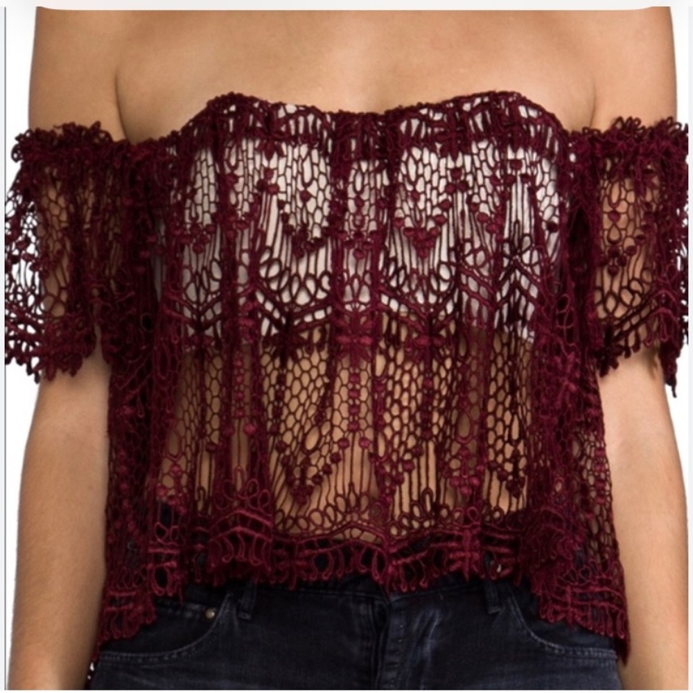 Stone Cold Fox Burgundy Lace Blouse